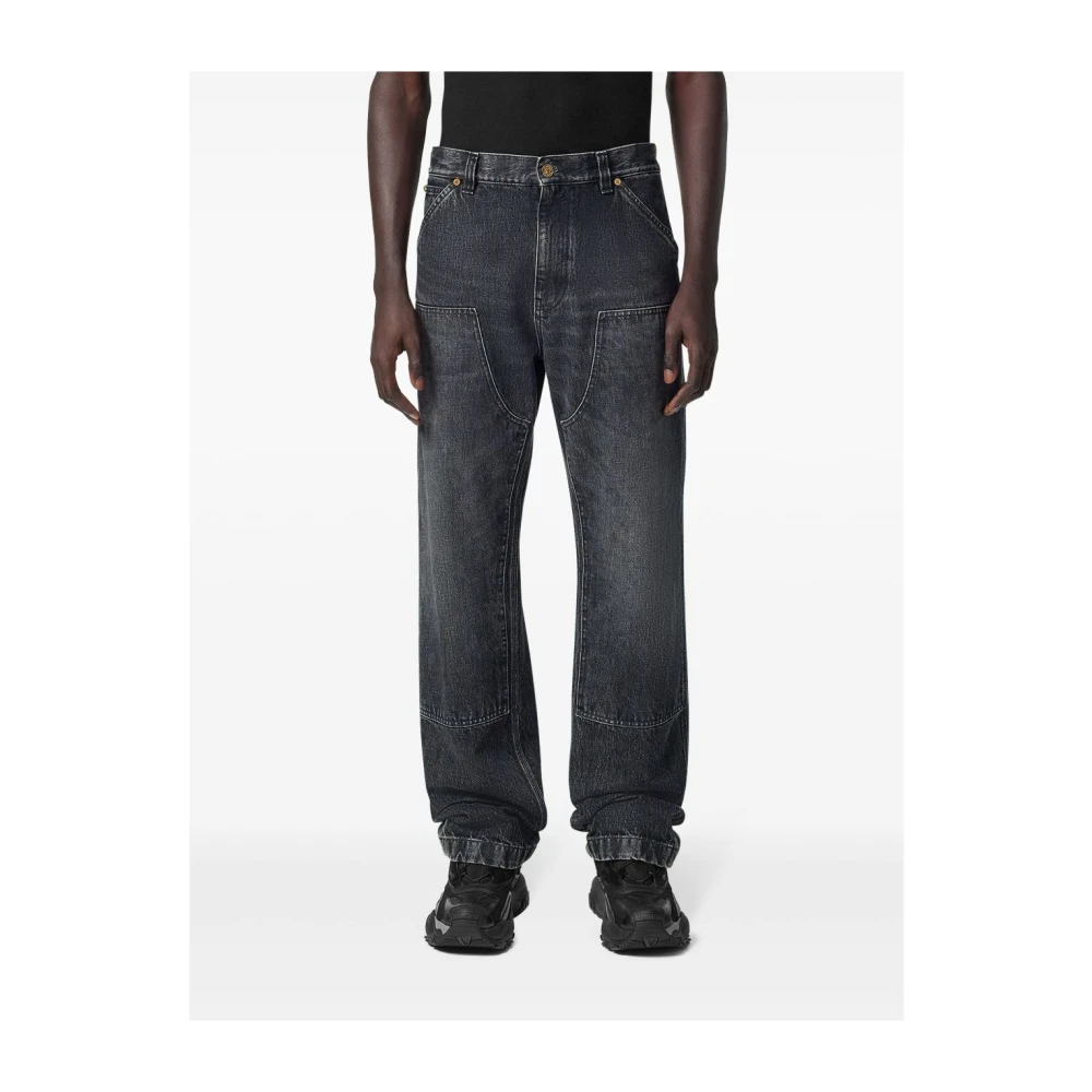 Versace Zwarte Patchwork Jeans Black Heren