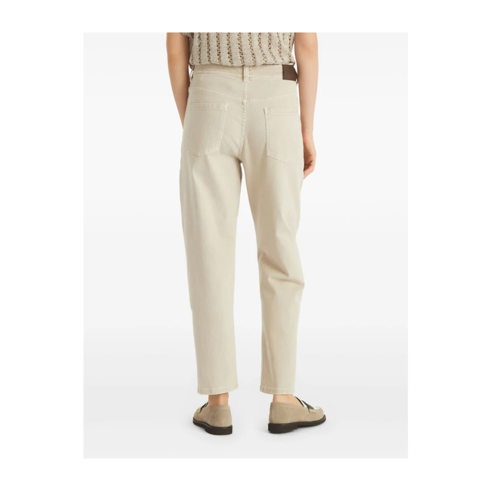 BRUNELLO CUCINELLI Beige Broek met Klassieke Vijf Zakken Beige Dames