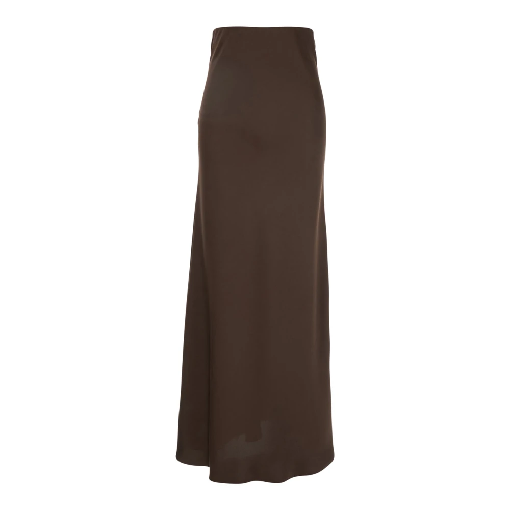 Plain Units Bruine Lange Rok met Volant Detail Brown Dames
