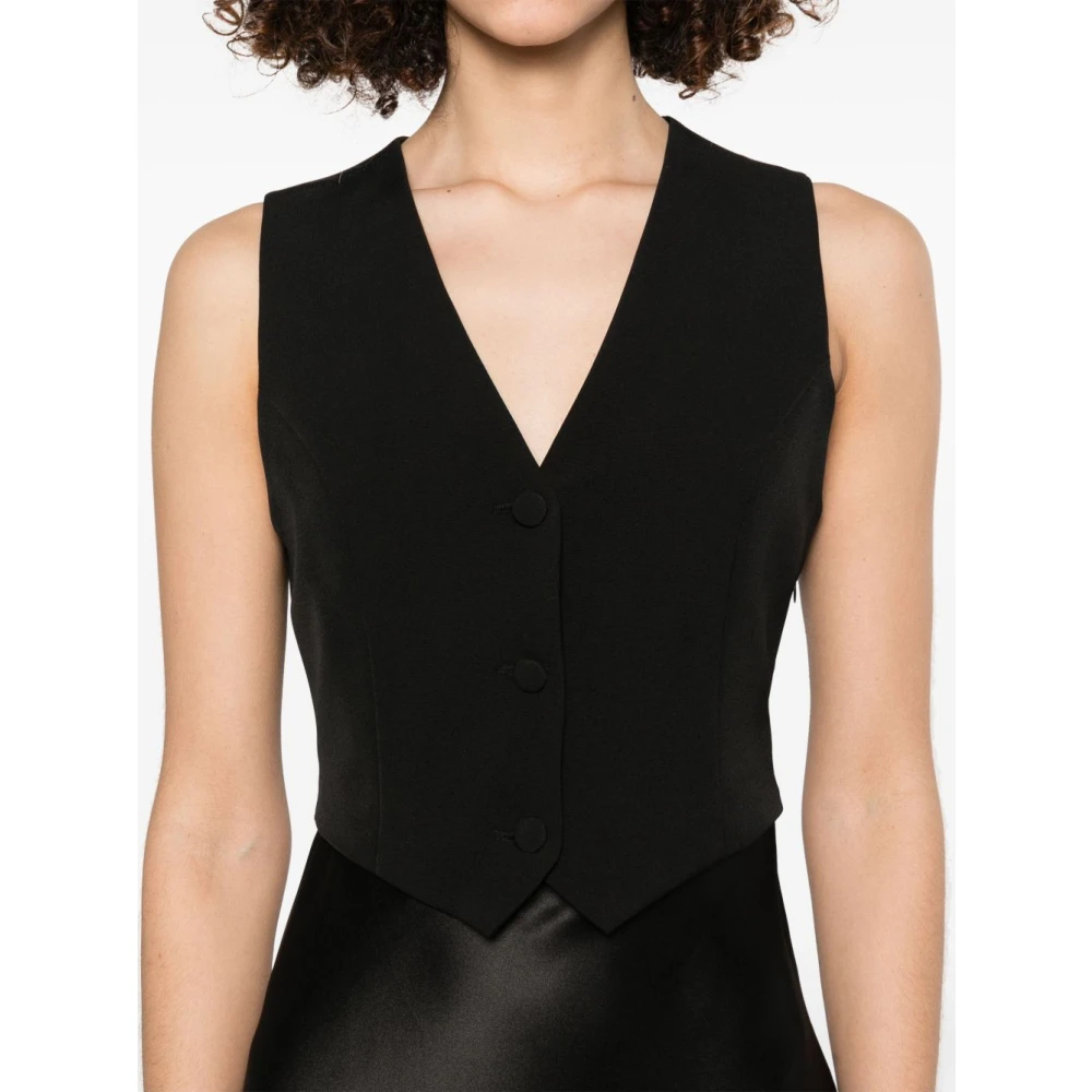 Liu Jo Zwarte Lange Jurk met Ingebouwd Vest Black Dames