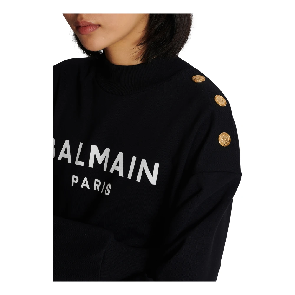 Balmain Sweatshirt met Bamain Paris print Black Dames