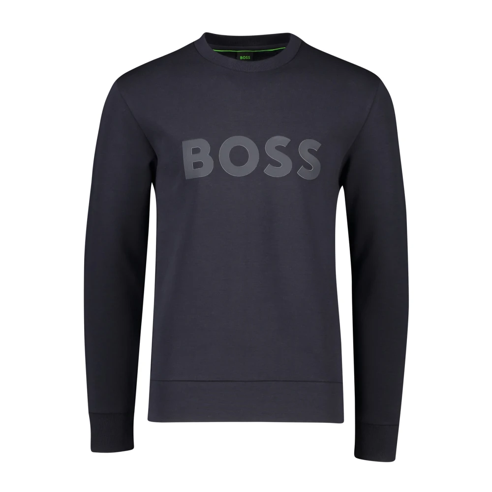 Hugo Boss Blauwe Crew Neck Sweater met Bedrukt Logo Blue Heren