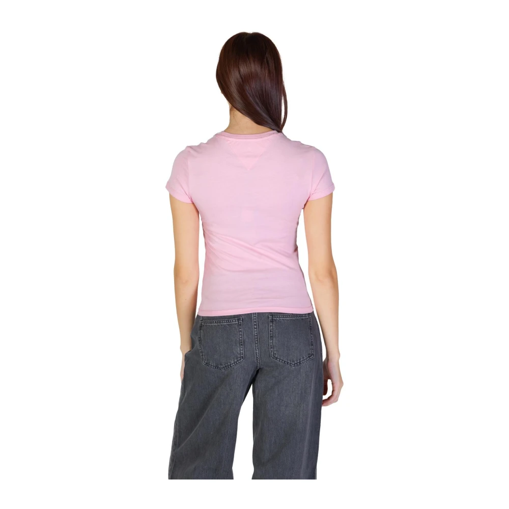 Tommy Jeans Roze Crew Neck Katoenen T-shirt Pink Dames