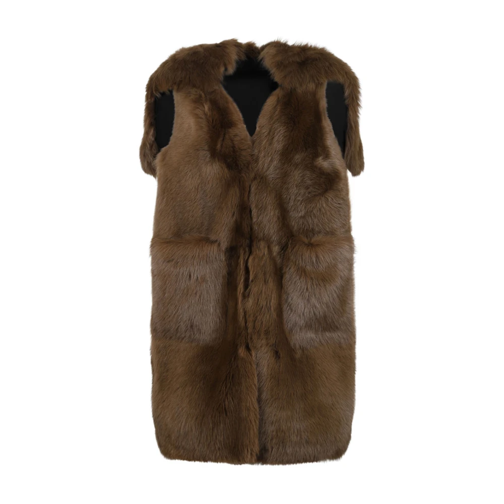 Max Mara Bruin Leren Jas Brown Dames