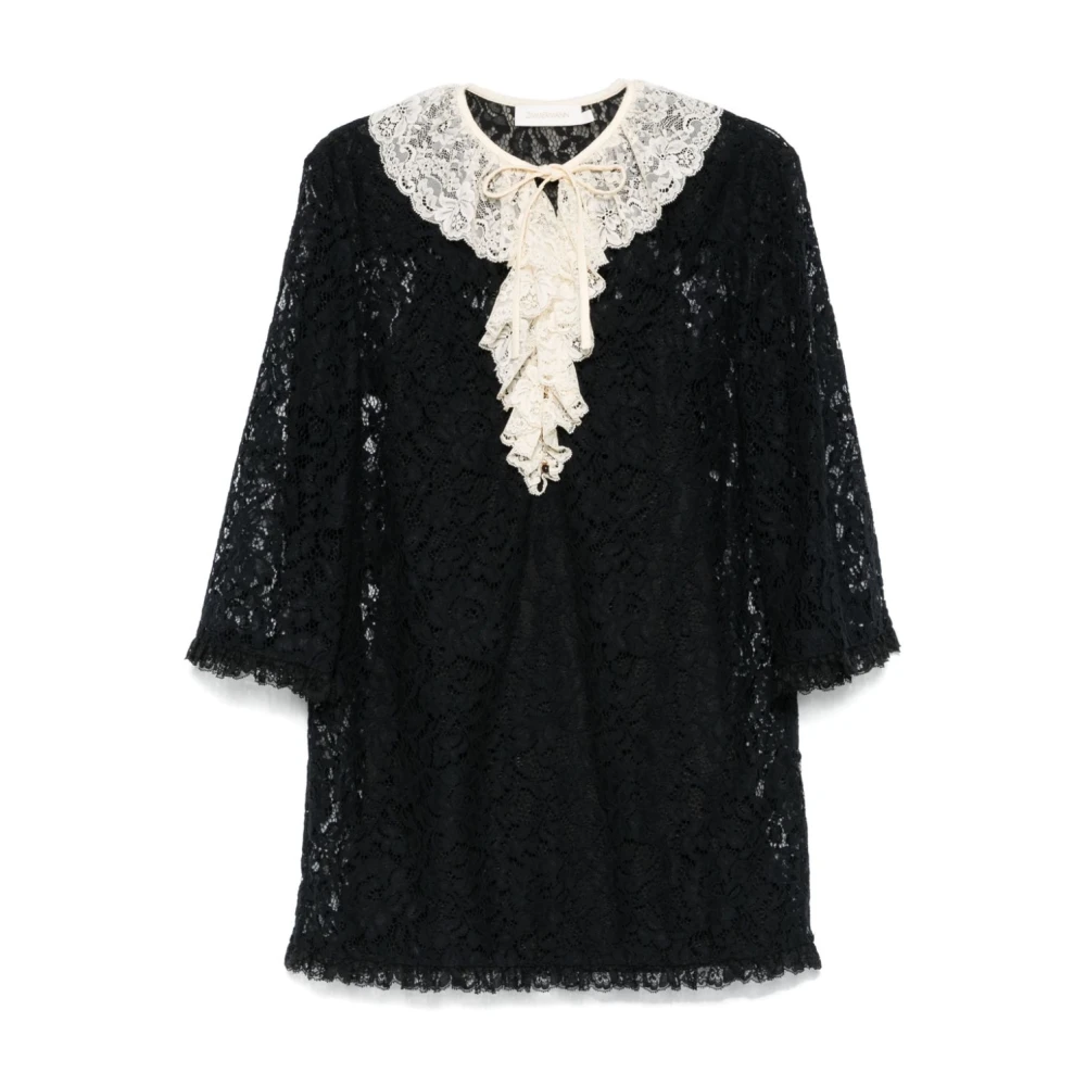 Zimmermann Kanten Mini Jurk Black Dames