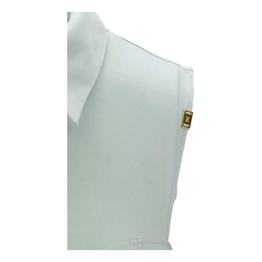 Elisabetta Franchi Mouwloze Haakblouse Blue Dames