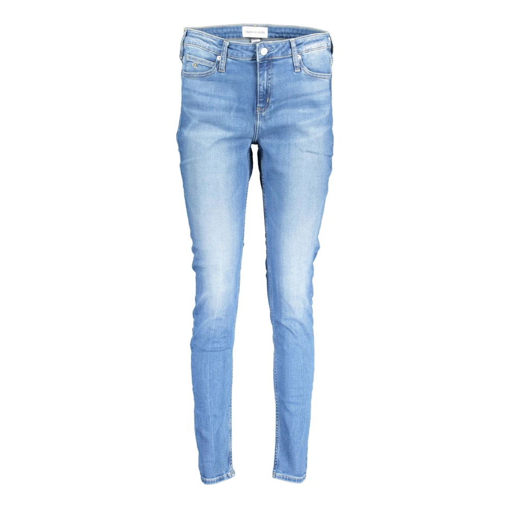 Calvin Klein Women's Blue Denim Jeans With Washed Effect