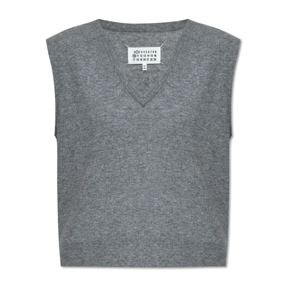 Maison Margiela Wollen vest met V-hals Gray Dames