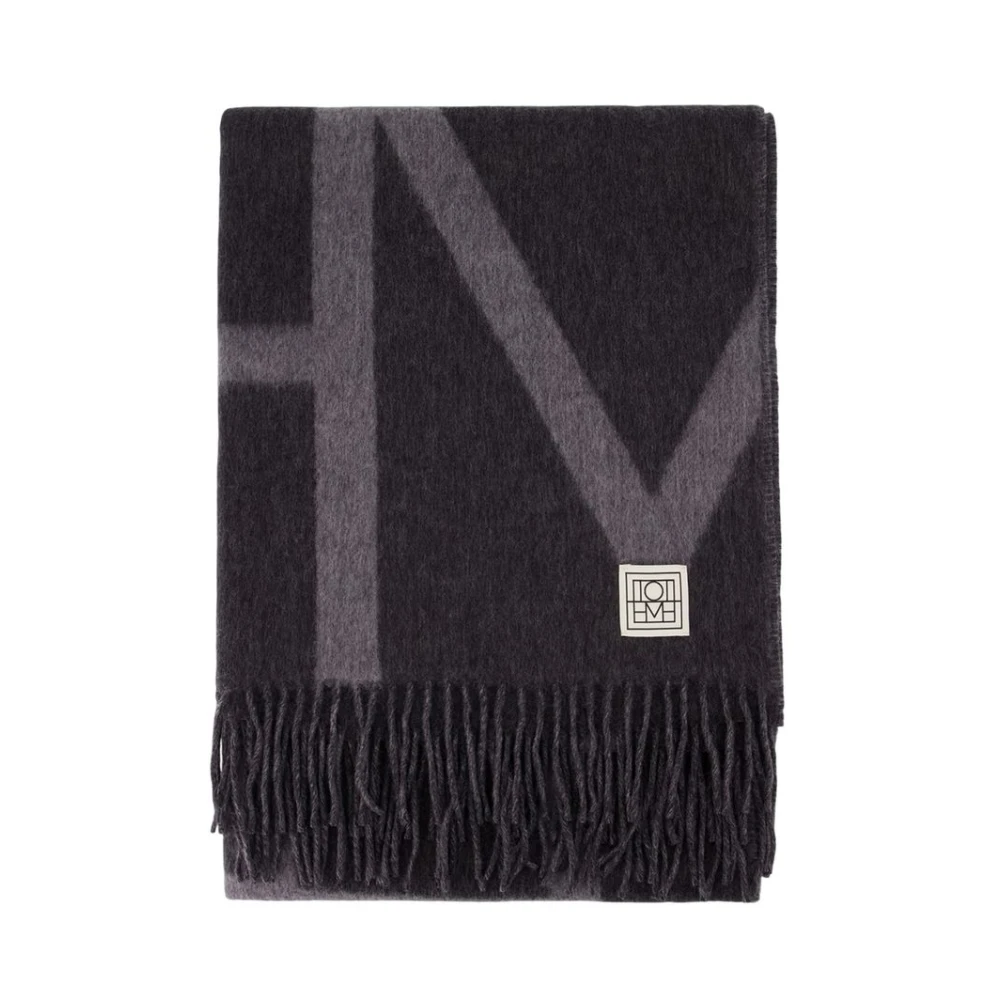 Totême Monogram Brushed Wool Scarf - Female - Winter Scarves - Gray - One Size - Accessories
