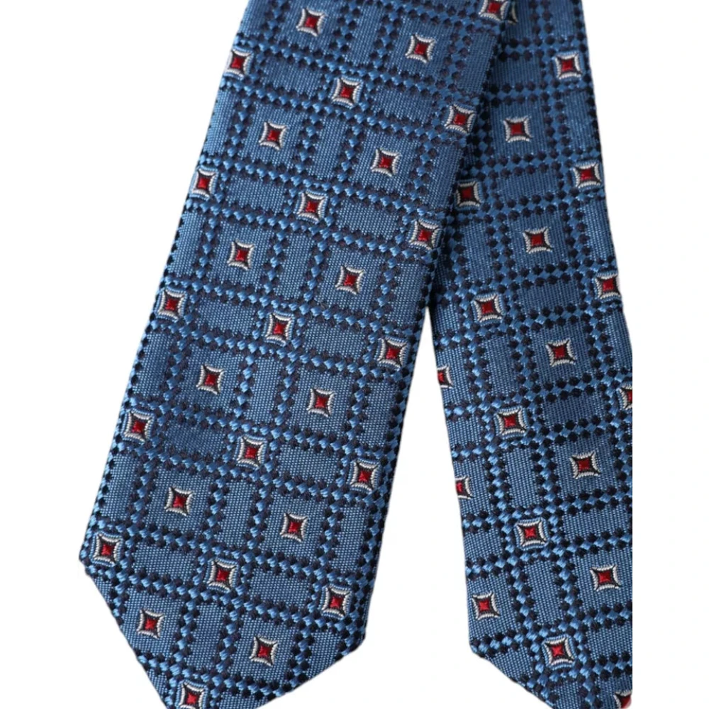Dolce & Gabbana Blauw patroon zijden verstelbare herenstropdas Blue Heren