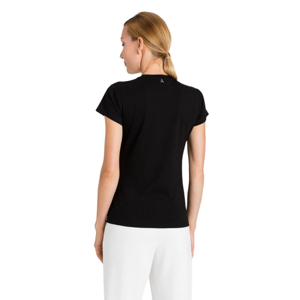 Twinset Zwarte Hart Smiley Print T-shirts en Polos Black Dames