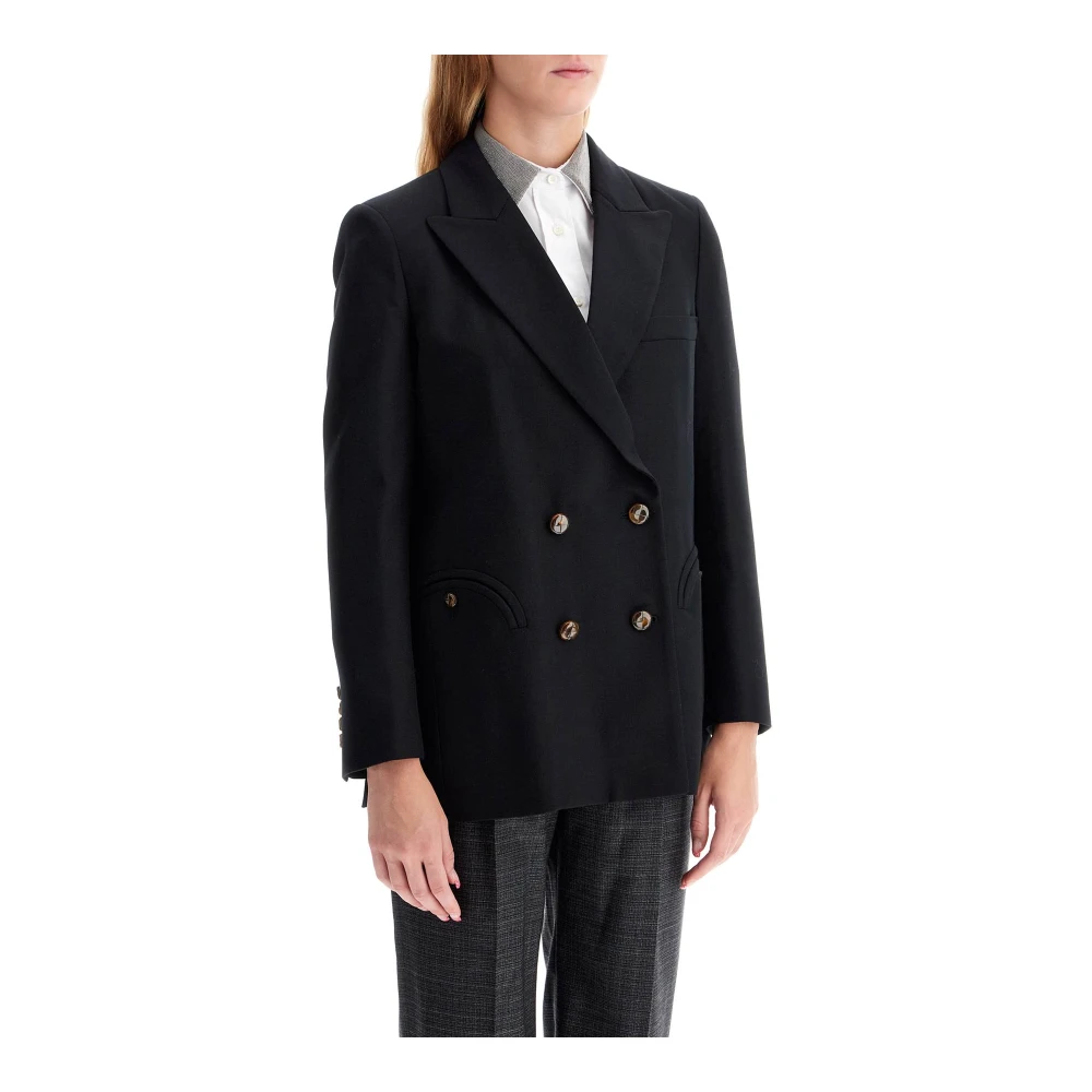 Blazé Milano Double-Breasted wollen blazer met gouden knopen Blue Dames