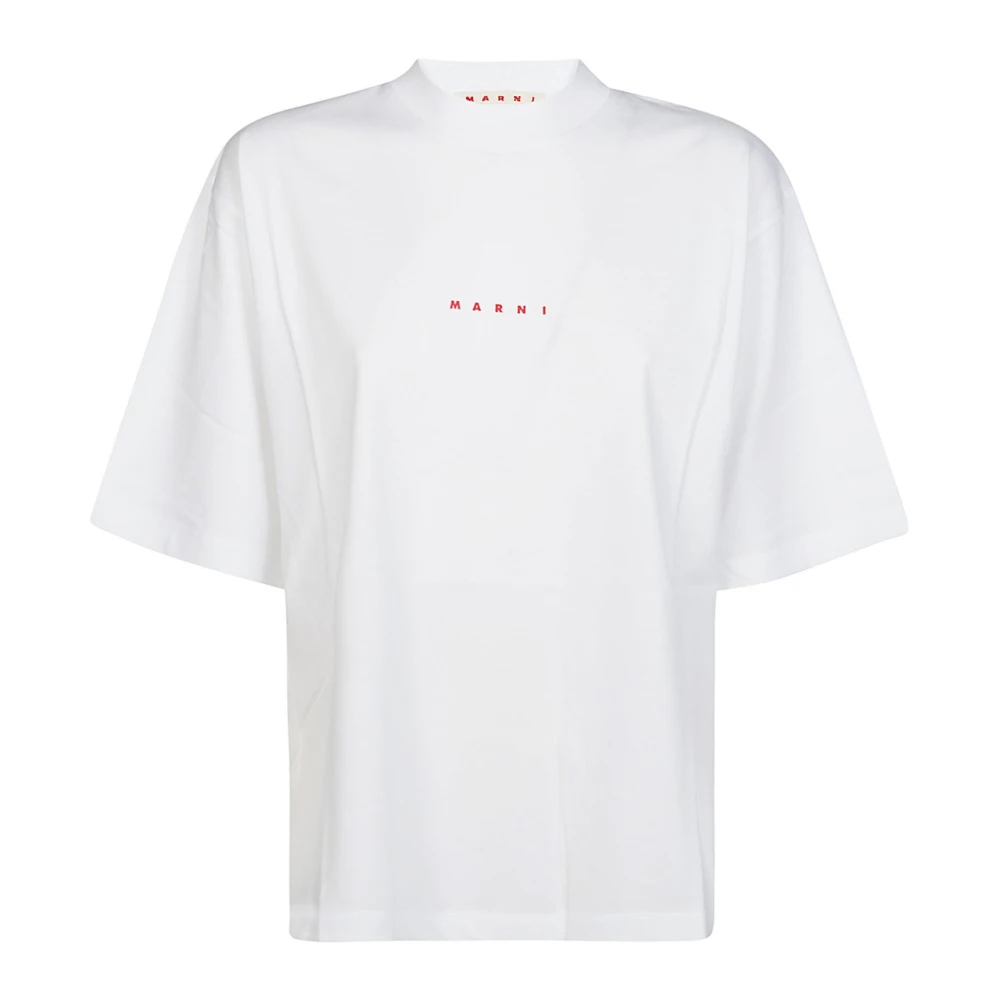 Marni Logo Print T-Shirt White Dames