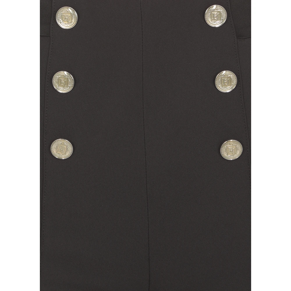 Elisabetta Franchi Zwarte Broek met Logoed Knopen Black Dames