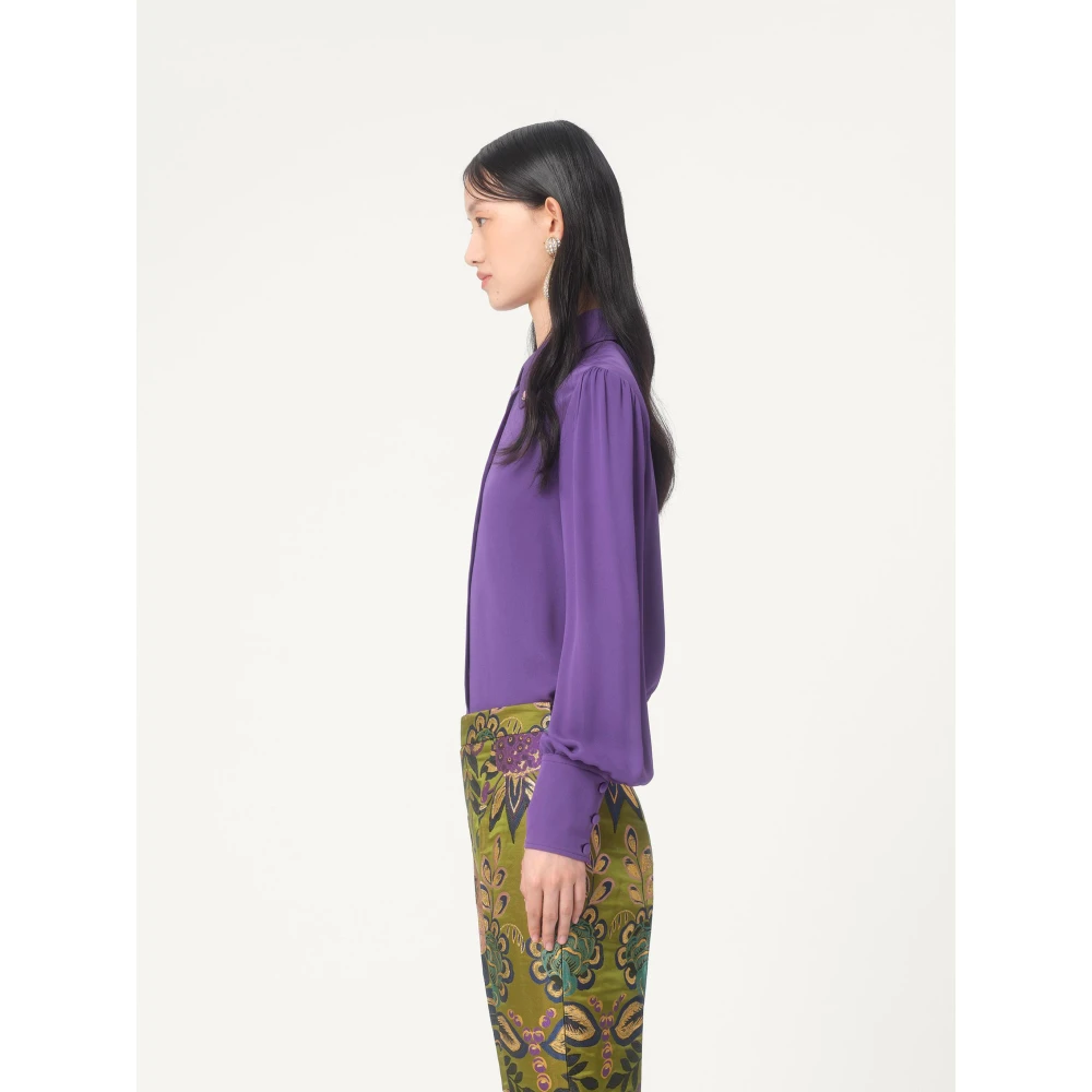 Valentino Garavani Paarse zijden overhemd met madeliefjesdetail Purple Dames