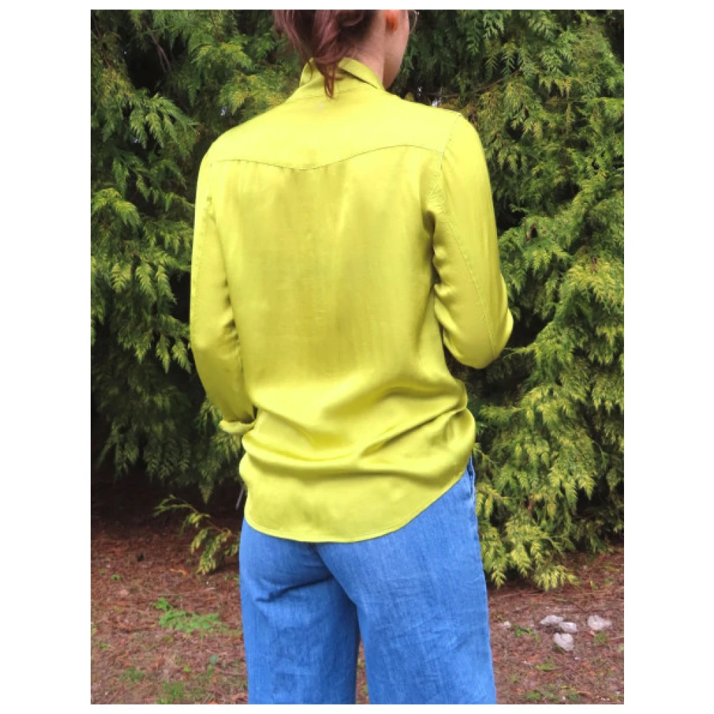 Mason's Satijnen Safari Blouse Green Dames