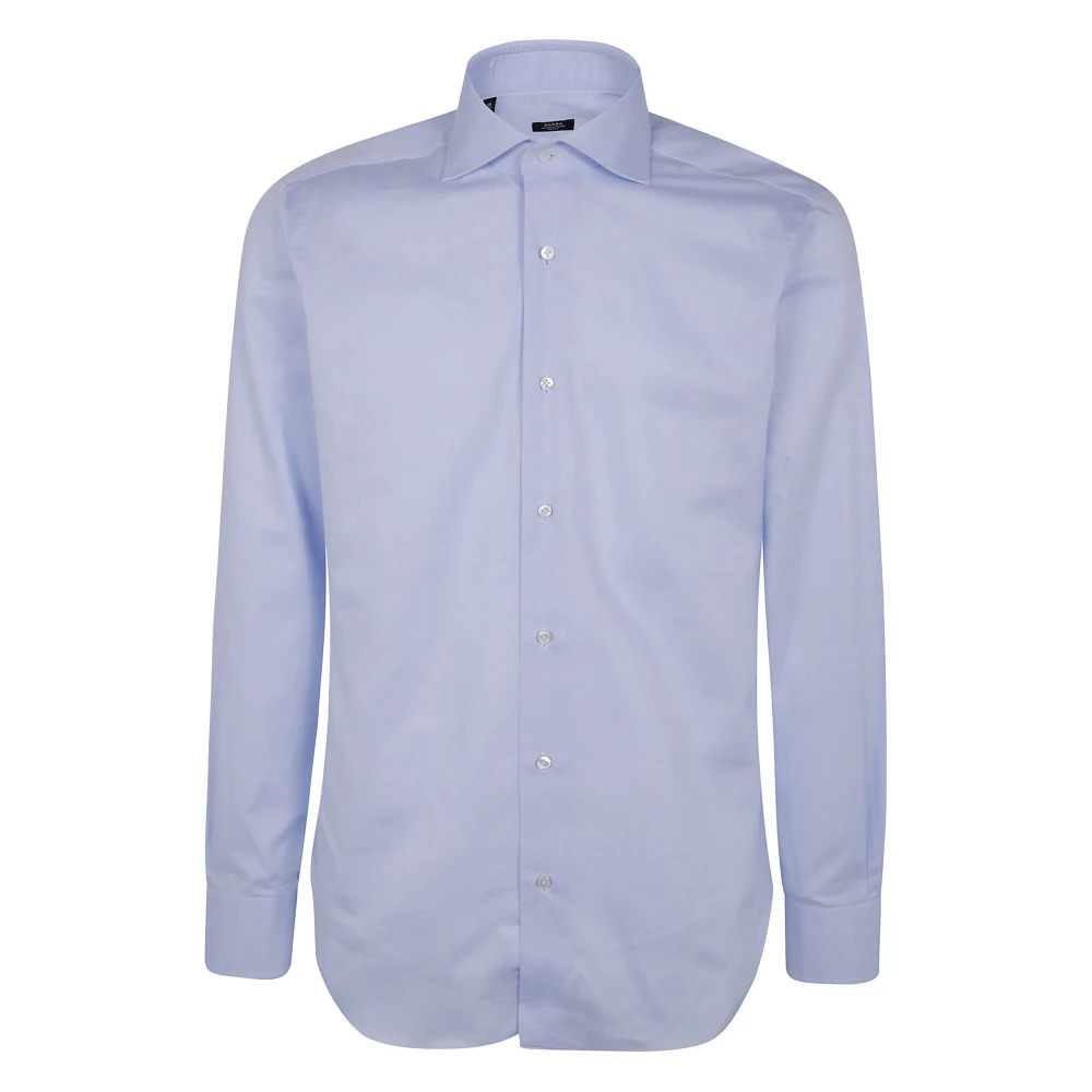 Barba Napoli Microgeperforeerd Klassiek Overhemd Blue Heren