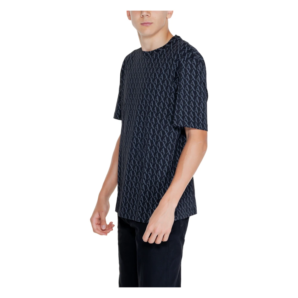 Armani Exchange Zwart Print Katoenen T-shirt Mannen Black Heren