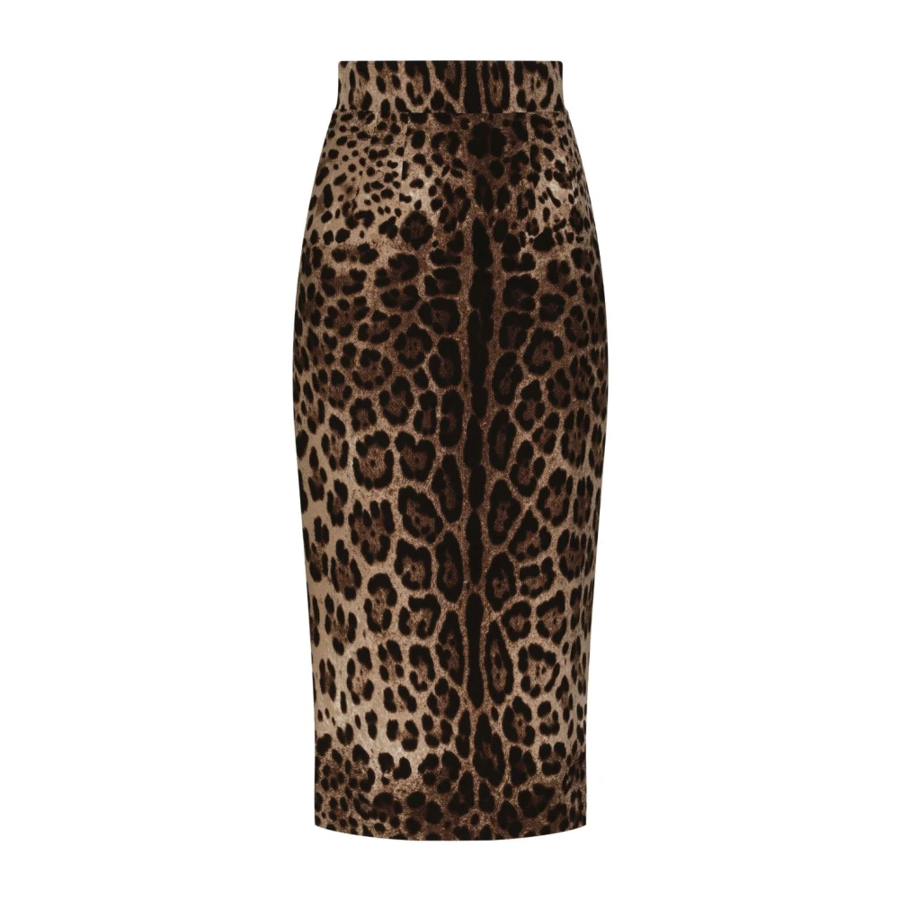 Dolce & Gabbana Women's Brown Leopard Print High-Waisted Skirt