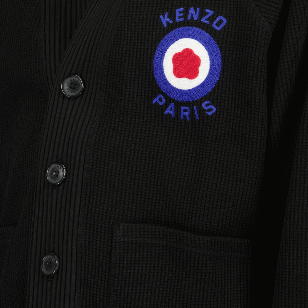 Kenzo V-hals Cardigan met Logo Detail Black Heren
