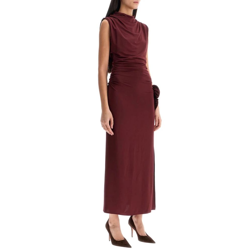 Magda Butrym Gedrapeerd Jersey Jurk met Bloemapplicaties Red Dames