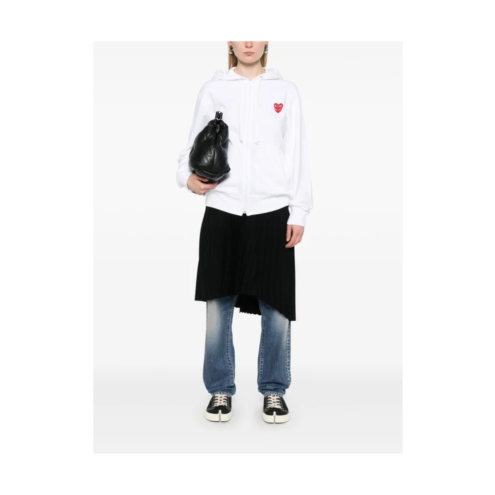 Comme des Garçons Play Witte Hoodie met Dubbel Hart Patch White Heren