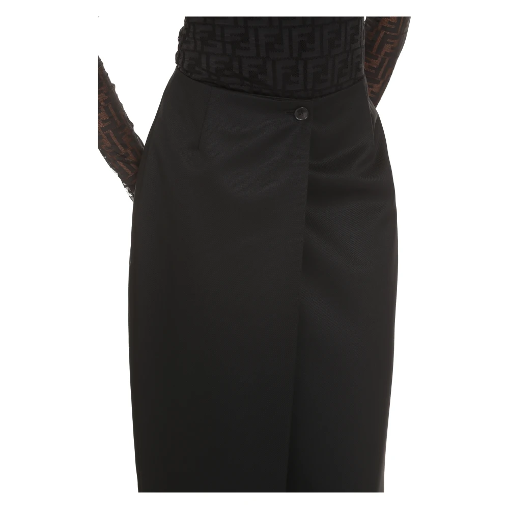 Givenchy Wollen wikkelrok met split aan de achterkant Black Dames