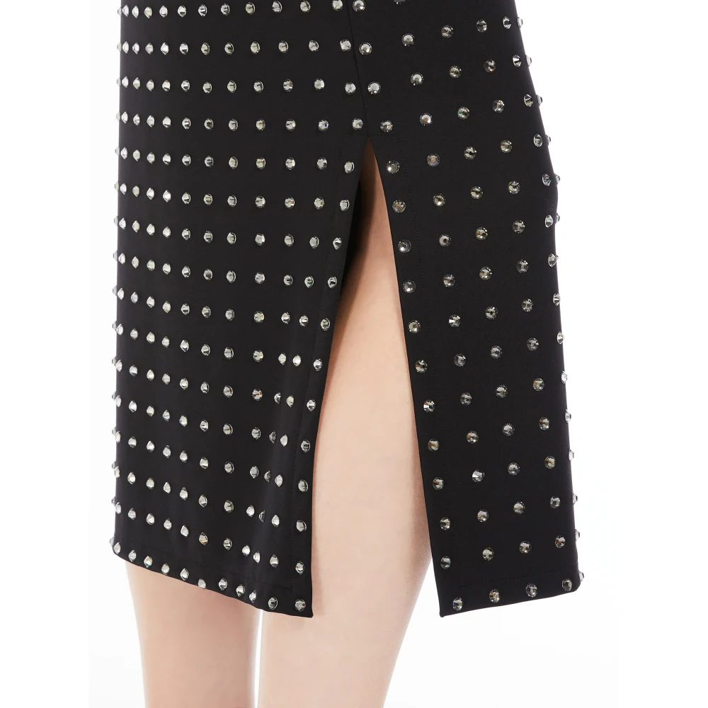 SPORTMAX Zwarte rok met strass en zijsplitten Black Dames