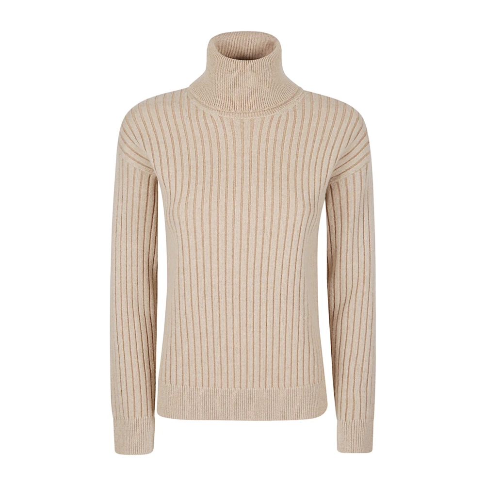 Eleventy Kasjmierwol Ribgebreide Coltrui Beige Dames