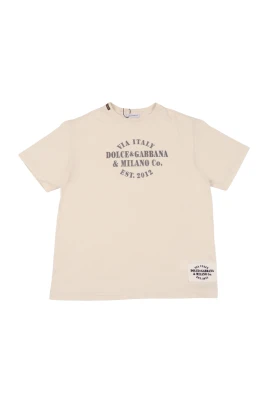 Jersey T-shirt med tryck och logotypapplikation