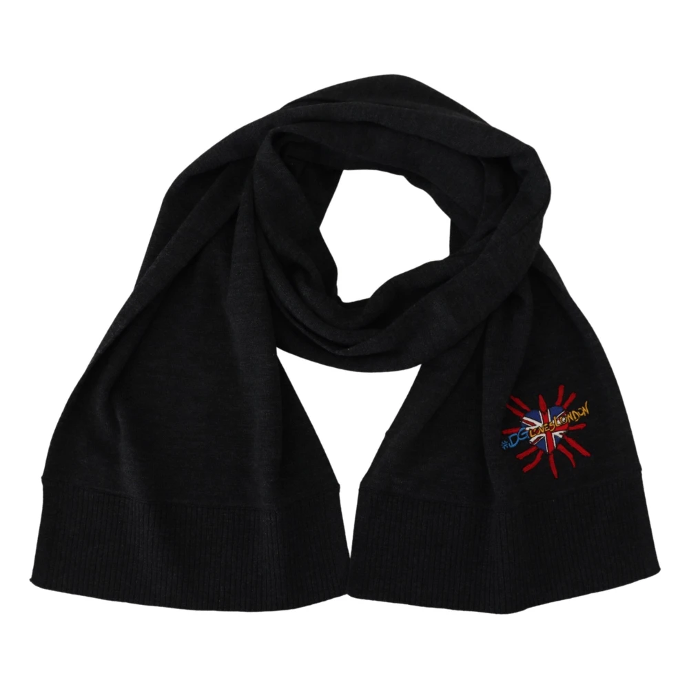 Dolce & Gabbana Elegante Zwarte Wollen Omslagdoek Black Unisex