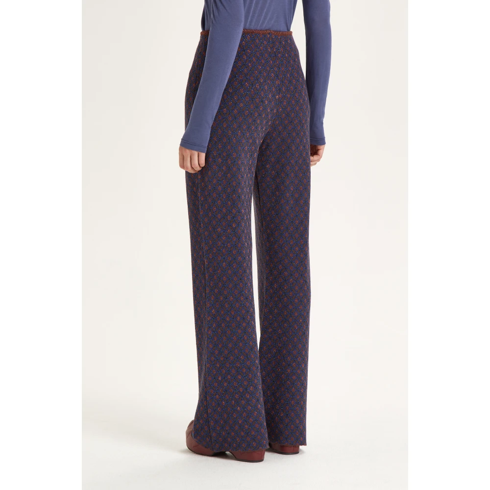 Maliparmi Pois Jacquard Broek Blue Dames
