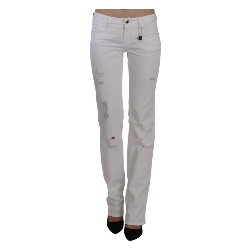 Costume National Women's White Slim Fit Cotton Jeans - Straight Fit Jeans - W26 - Jeans