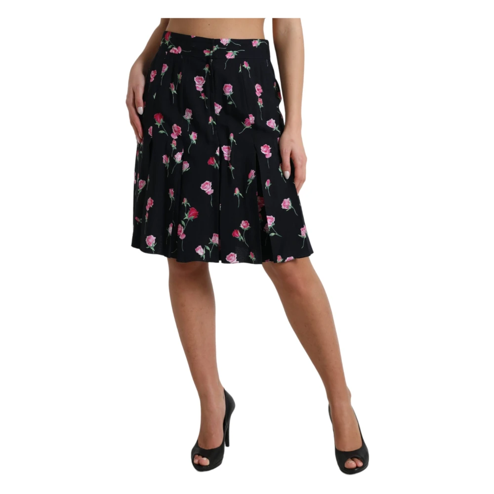 Dolce & Gabbana Elegante knielange rok met bloemenprint Multicolor Dames