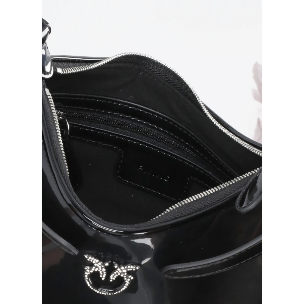 pinko Zwarte leren schoudertas voor vrouw Black Dames