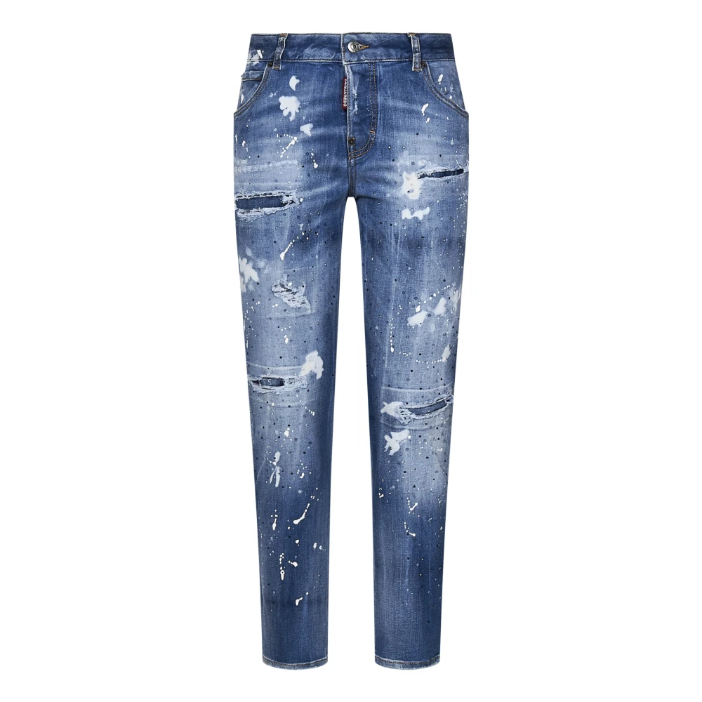 Dsquared2 Cool Girl Jeans met Ice Spots Wash Blue Dames