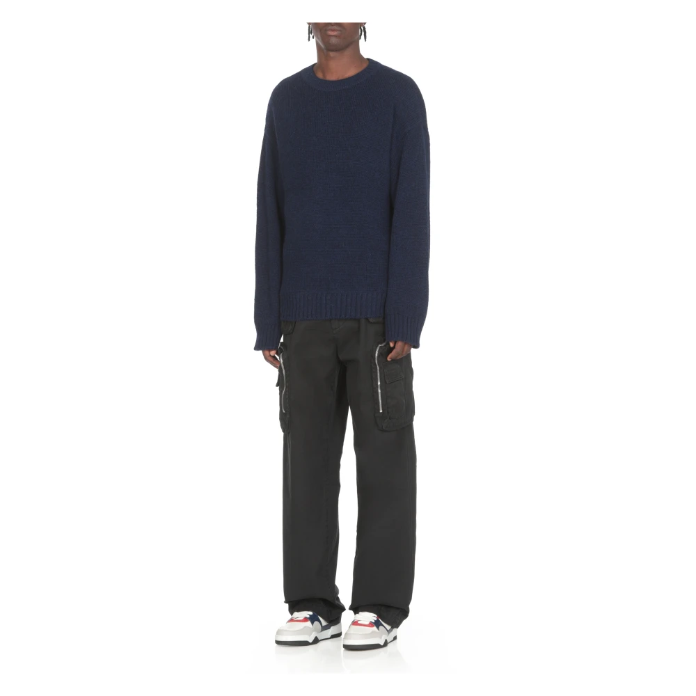 Dsquared2 Blauwe Alpaca Sweater Ronde Hals Lange Mouwen Blue Heren