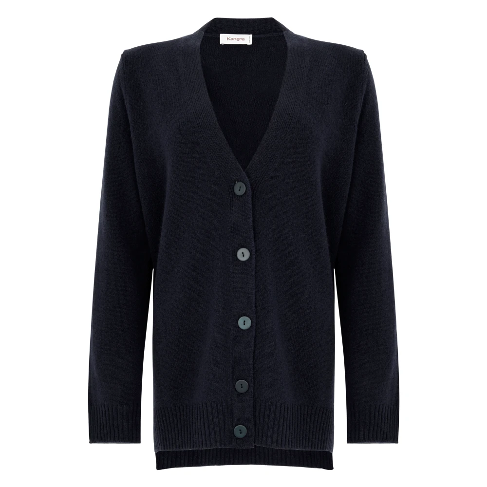 Kangra Blauwe V-hals Kasjmier Wol Vest Blue Dames