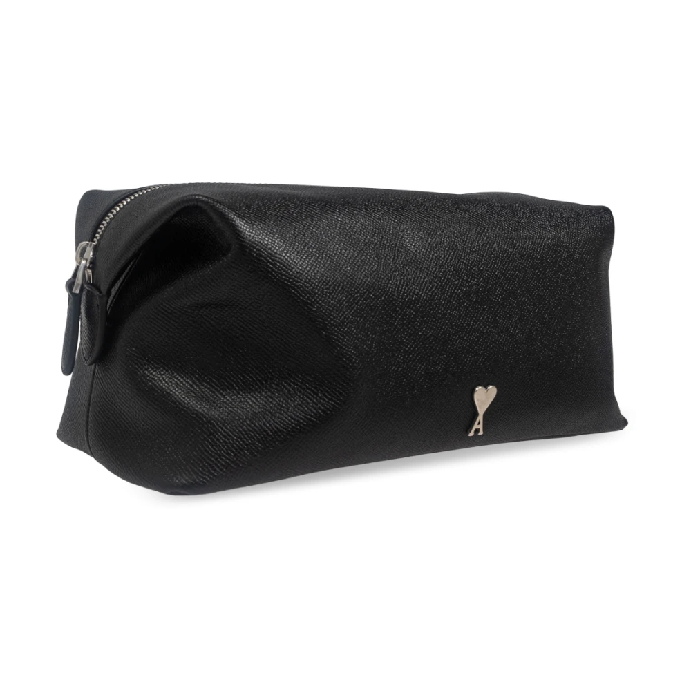 Ami Paris Leren cosmetische tas Black Unisex