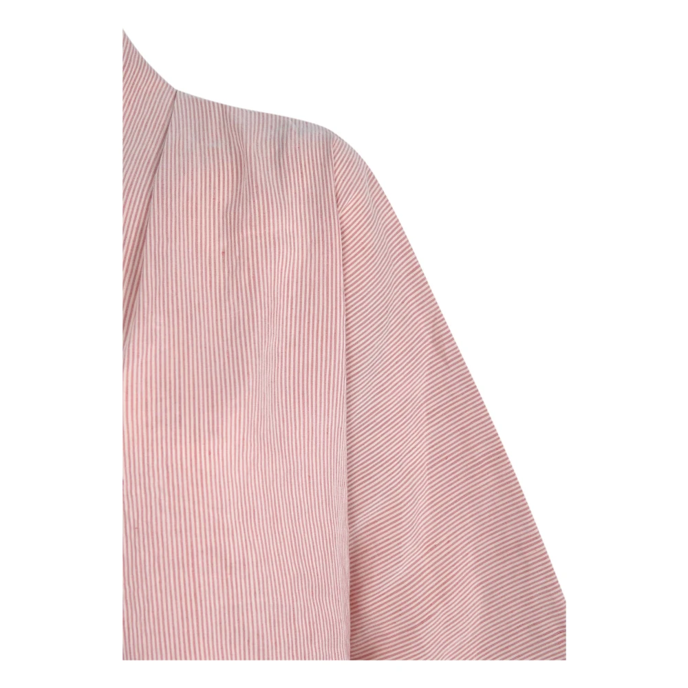 Cortana Gestreepte Linnen en Zijden Oversized Shirt Pink Dames