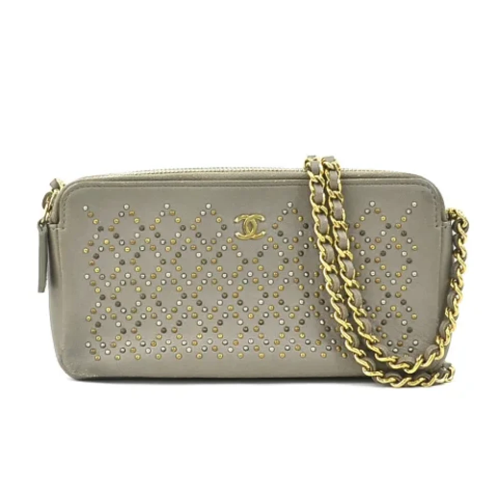 Chanel Vintage Pre-owned Leather shoulder-bags Gray Dames