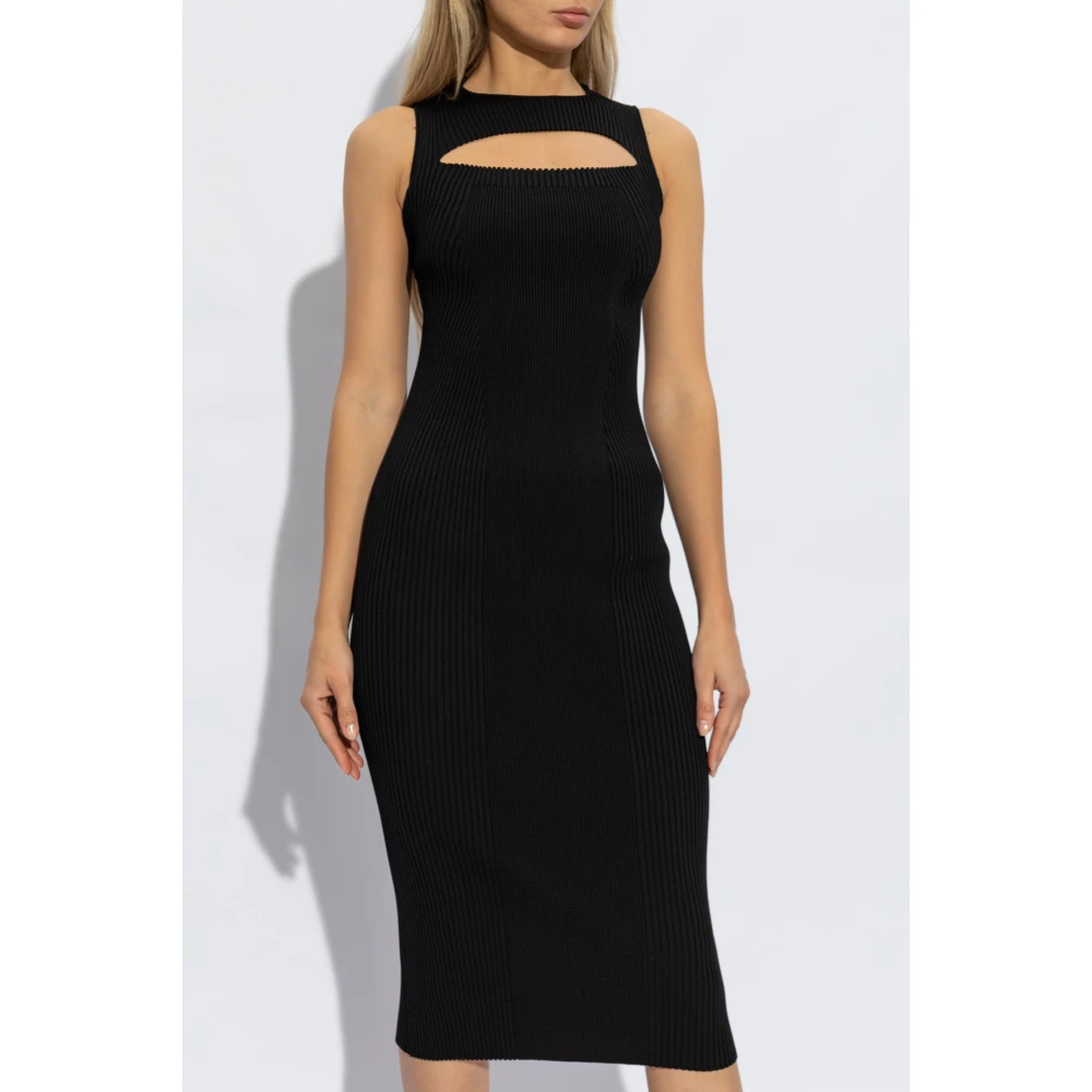 alexander mcqueen Gestreepte jurk Black Dames