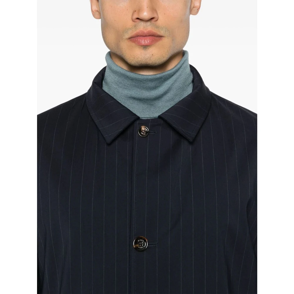 Kired Omkeerbare Blauwe Pinstripe Wollen Jas Blue Heren