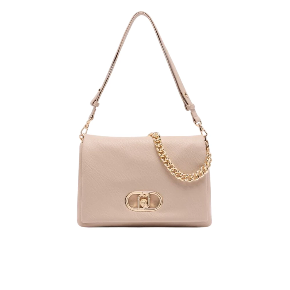 Liu Jo Vrouw Beige Grote Lapuffy Handtas Met Metalen Logo