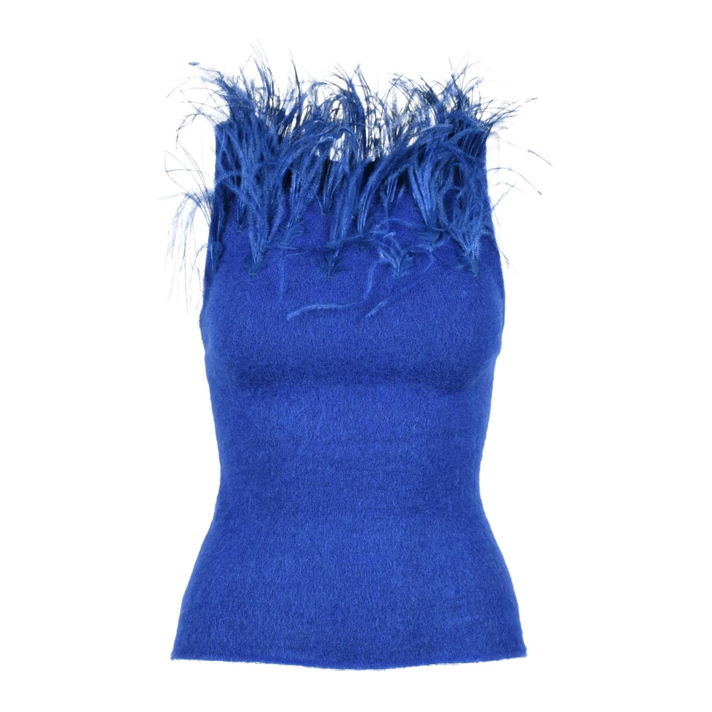 Alberta Ferretti Mohair Ull Blandning Stickad Tröja Blue, Dam