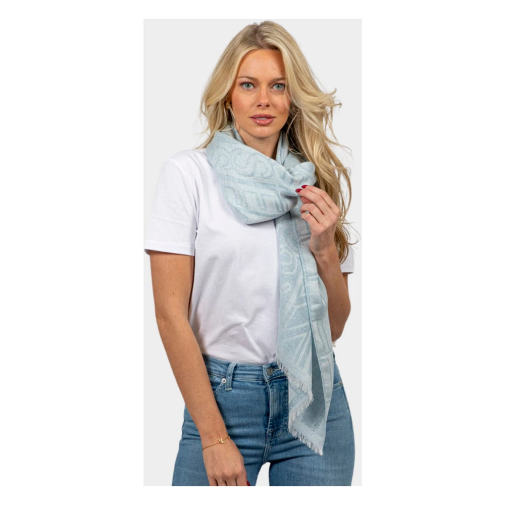 Twinset Blauwe Sjaalset met Logoprint Blue Dames