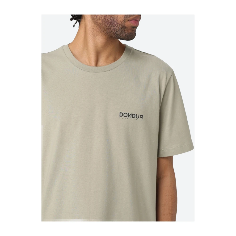 Dondup Katoenen Jersey T-shirt met Borstprint Green Heren