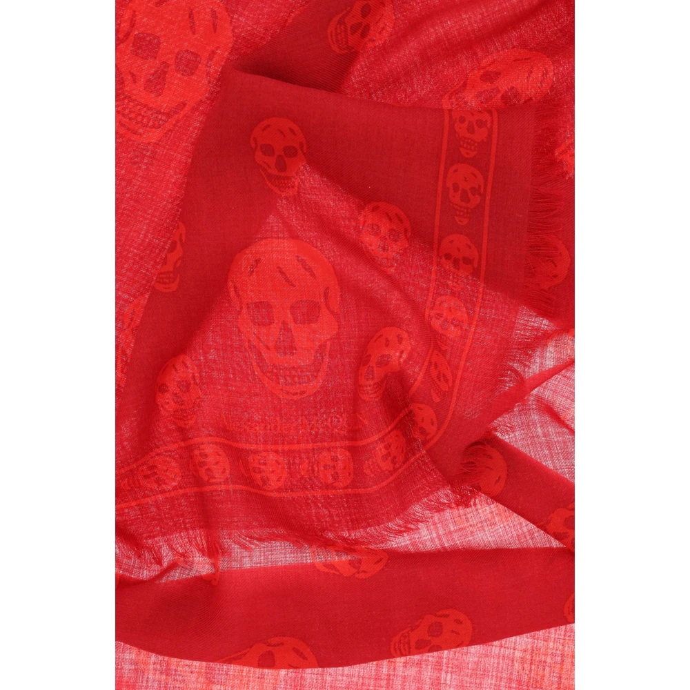 alexander mcqueen Sjaal met schedel motief in lichte wol Red Dames