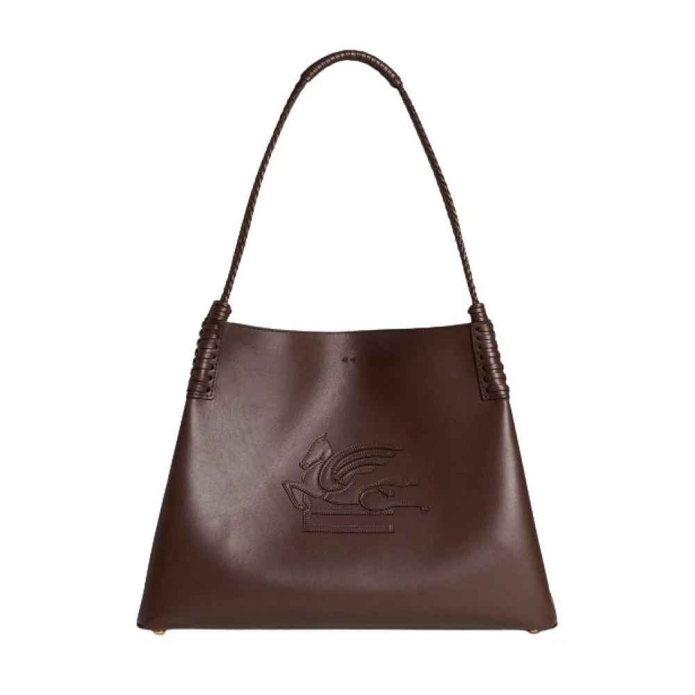 ETRO Bruine leren boodschappentas met Pegasus Brown Dames