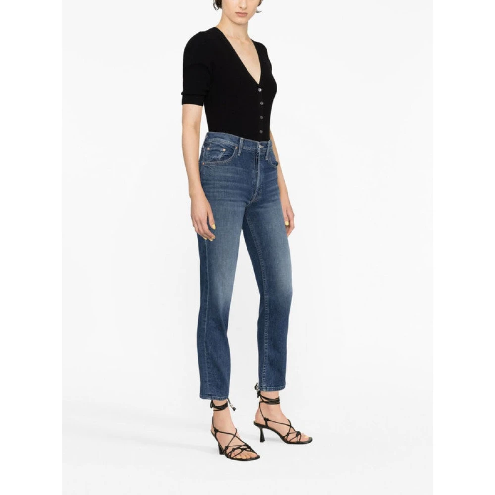 Mother Indigo High-Rise Cropped Skinny Jeans Blue Dames